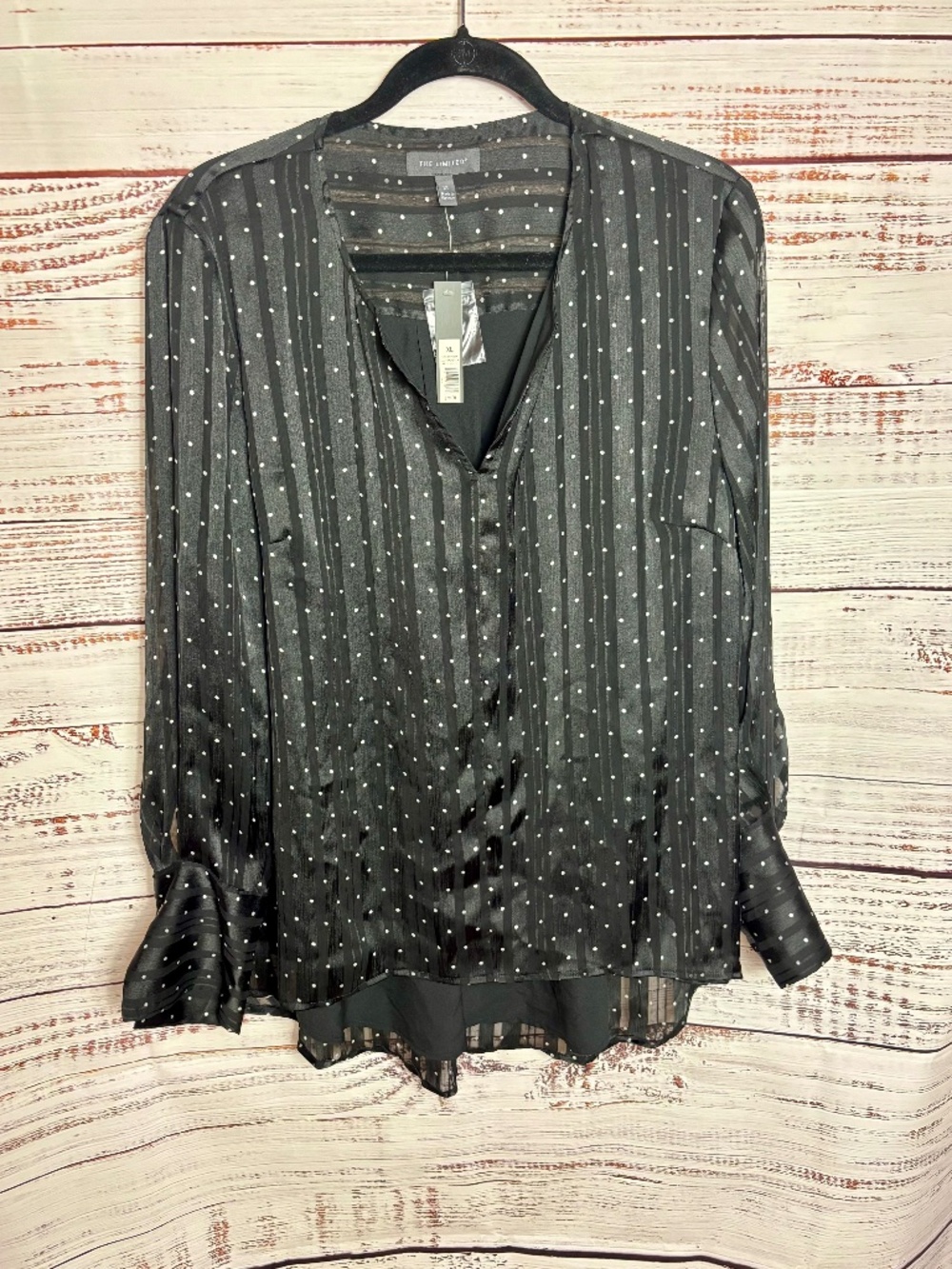 The Limited NWT subtle black stripes with silver dots size XL